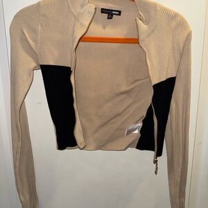 Fashion Nova Tan Zip-Up Sweater